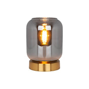 Lampe de table en verre de luxe façonnée à la main en or et fumé