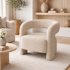 Fauteuil en tissu beige Numira
